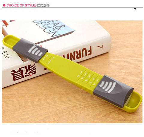 Kitchen Baking Gadget Measurement Adjustable Double Head Plastic TRP Salt Coffee Measuring Spoon With Scale